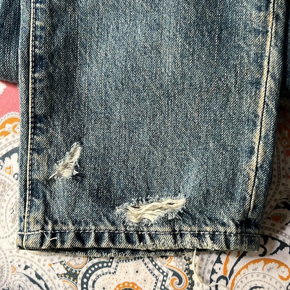 90s vintage high rise tapered / straight leg distressed blue jeans 25 - Picture 12 of 16